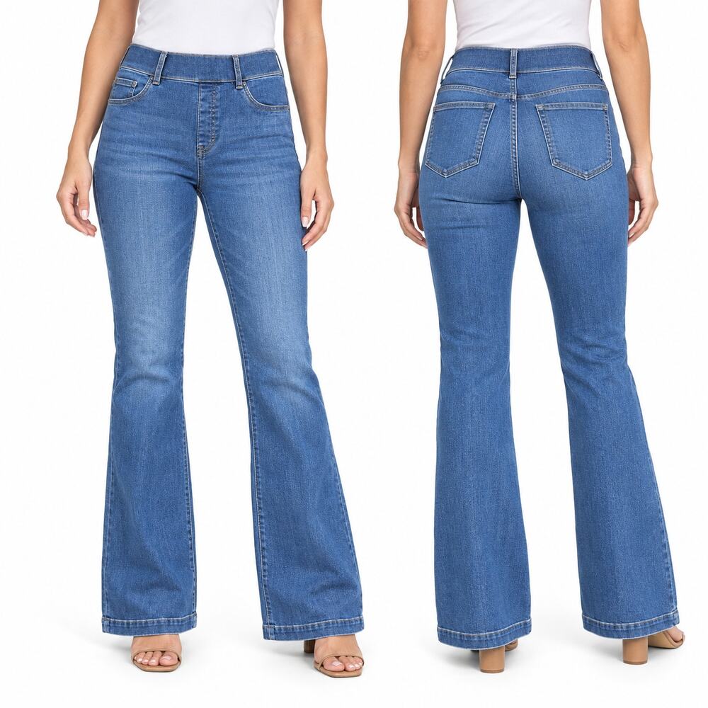 SPANX Flare Jeans Womens Medium Vintage Indigo High Rise Pull On Stretch 20456R
